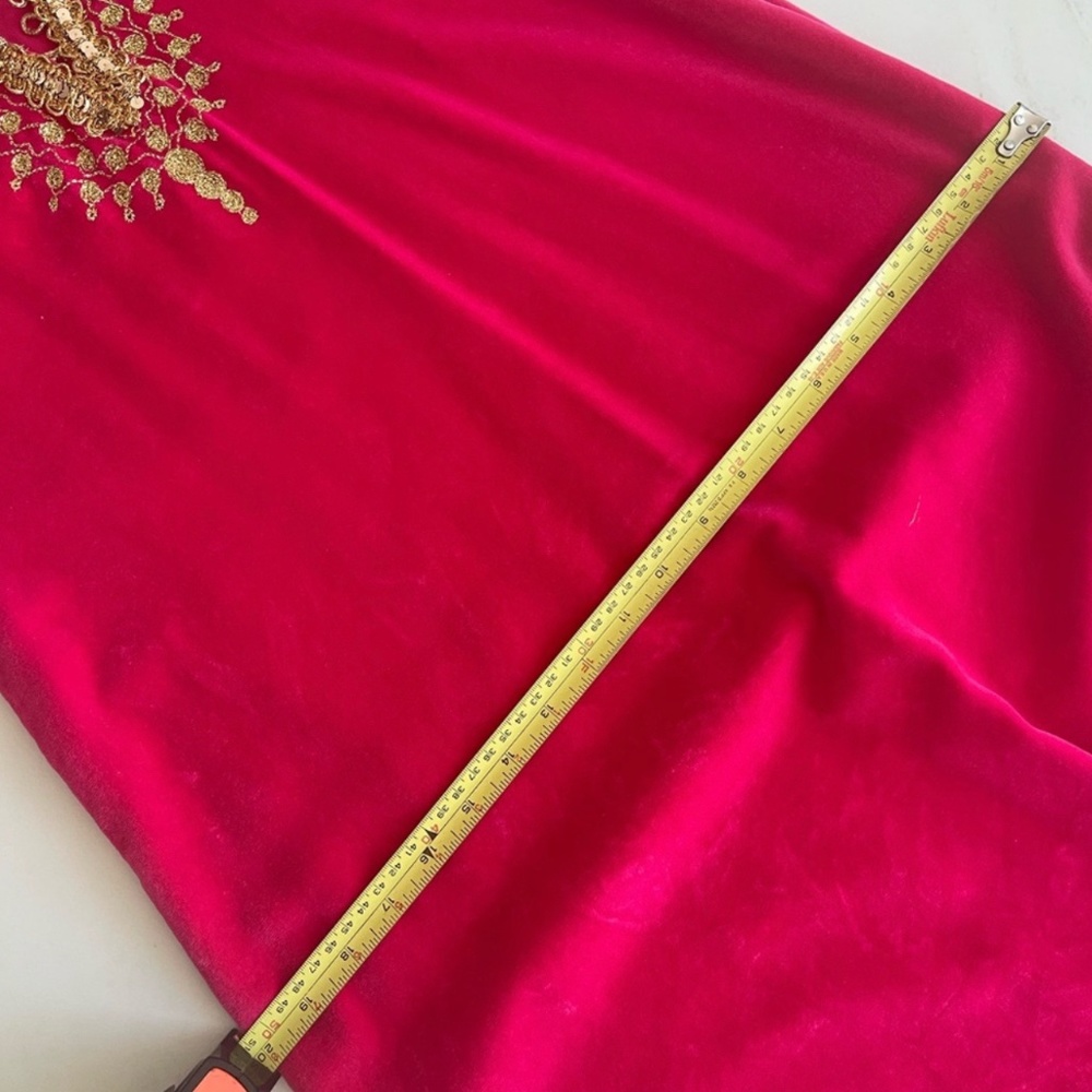 Vintage Moroccan Caftan / Kaftan from Africa Raspberry Pink Velvet S - Picture 3 of 7